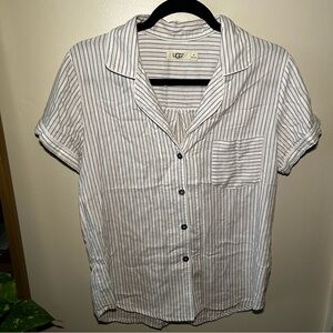 UGG White and Black Striped Shirt